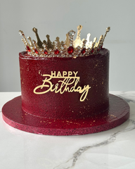 Crown Birthday Cake – Luxury Red & Gold Bespoke Celebration Cake