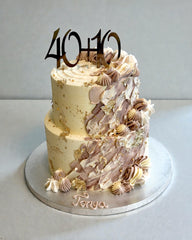 Tiered Beige & Gold Cake