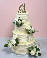 Classic White Rose Wedding Cake