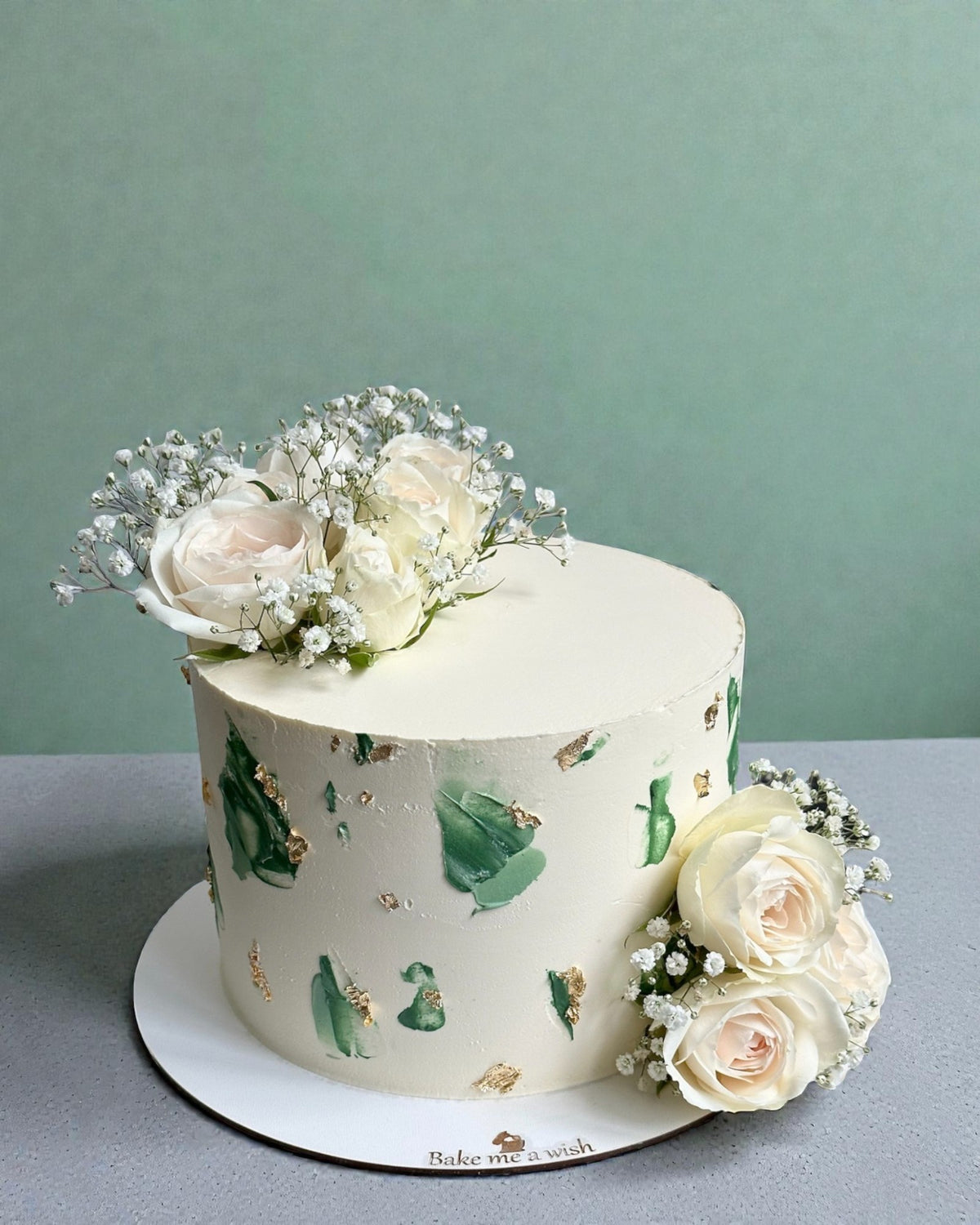 Gold and Green Wedding Cake