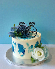 White and Blue Wedding Cake